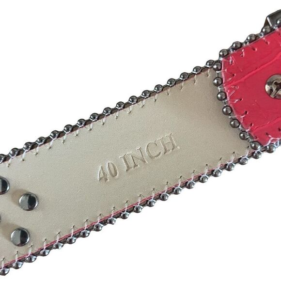 Red Black Rhinestone Western Cowgirl Cowboy Leather Belt Diamond Studded XS 40” - Picture 5 of 6